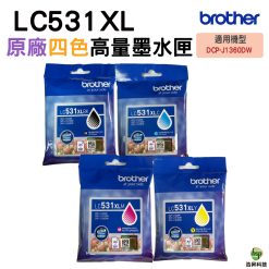 Brother LC531XL 原廠高容量墨水匣 四色1組 適用J1360DW